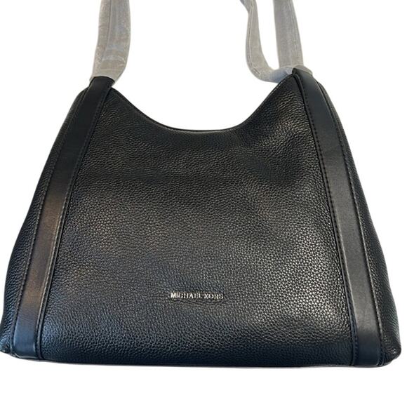 MICHAEL KORS Black "Rosemary" Large Pebbled Leather Shoulder Bag, Gold Hardware - Picture 4 of 8